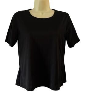 Brooks Brothers Double Mercerized Cotton Black Knit Top Woman Size Medium